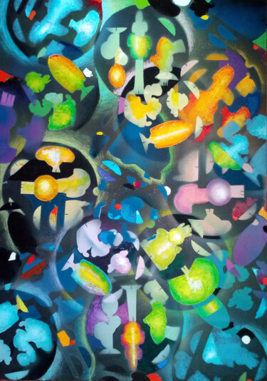 Pintura intitulada "El nacimiento de la…" por Mi-Guel, Obras de arte originais, Tinta spray