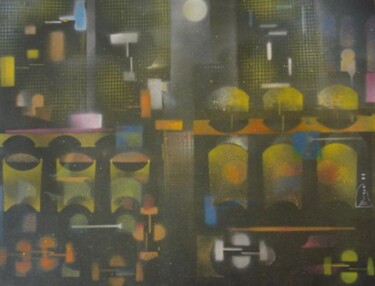 Painting titled "Luces de neón" by Mi-Guel, Original Artwork