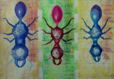 Peinture intitulée "Carrera de hormigas" par Mi-Guel, Œuvre d'art originale, Autre