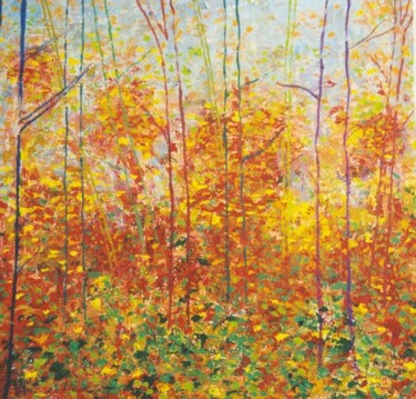 Painting titled "Bosque en otoño II" by Mi-Guel, Original Artwork