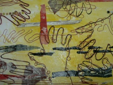 Peinture intitulée "jaune hadri" par Mi, Œuvre d'art originale, Huile