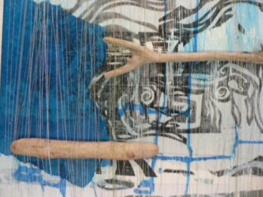 Peinture intitulée "bleu rivage" par Mi, Œuvre d'art originale, Huile