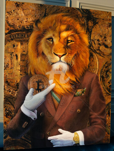 Pittura intitolato "Crypto Lion" da Mi6el_art, Opera d'arte originale, Acrilico