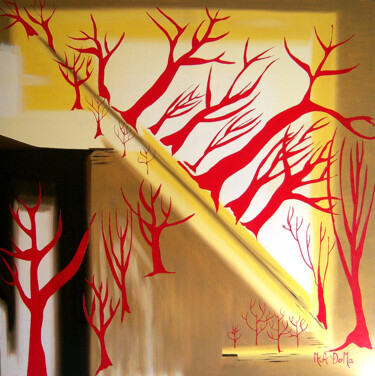Картина под названием "BOISROUGE" - Mia Doma, Подлинное произведение искусства, Масло Установлен на Деревянная рама для носи…