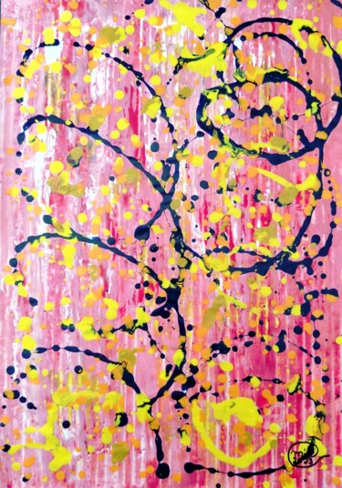 Schilderij getiteld "Pollock Inspired Co…" door Mia Phlor, Origineel Kunstwerk, Acryl