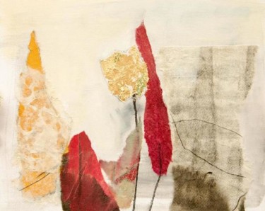 Collages intitulée "De gouden tulp" par Mia Van Hoofstat, Œuvre d'art originale, Collages Monté sur Carton