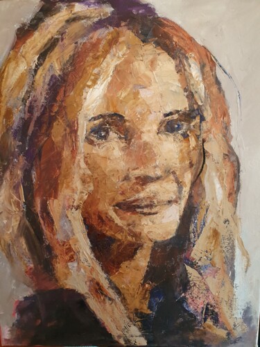 Malerei mit dem Titel "Julia Roberts" von Mia Van Hoofstat, Original-Kunstwerk, Öl Auf Keilrahmen aus Holz montiert