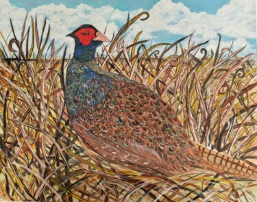 Painting titled "Pheasant" by Tracey Lee Cassin, Original Artwork, Oil