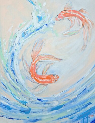 「Sink Or Swim」というタイトルの絵画 Tracey Lee Cassinによって, オリジナルのアートワーク, アクリル