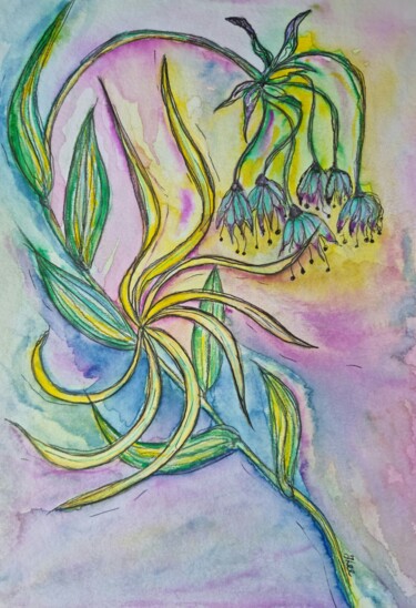 Painting titled "Mystical Flowers #1" by Tracey Lee Cassin, Original Artwork, Watercolor