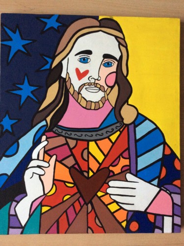 Pintura titulada "Pop art Cristo" por Coletti, Obra de arte original, Acrílico