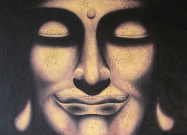 Peinture intitulée "Buddha Or" par Chrystel Mialet, Œuvre d'art originale