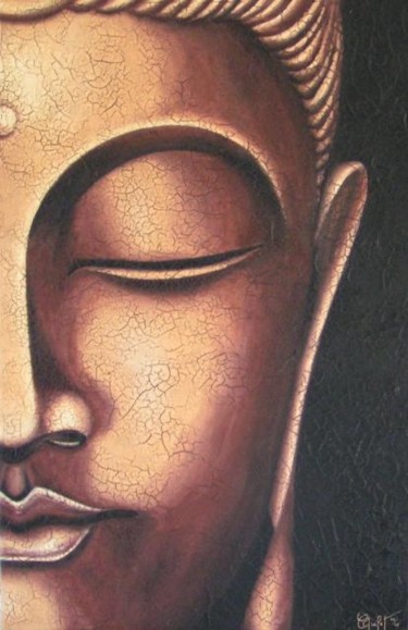 Peinture intitulée "Buddha Bronze" par Chrystel Mialet, Œuvre d'art originale, Huile