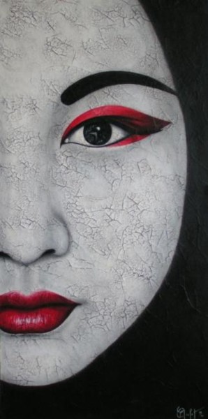 Peinture intitulée "Le Masque" par Chrystel Mialet, Œuvre d'art originale