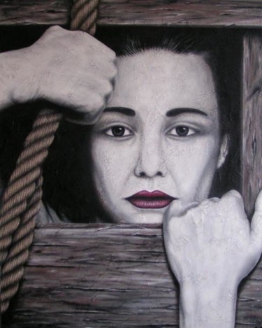Peinture intitulée "Emprisonnée" par Chrystel Mialet, Œuvre d'art originale
