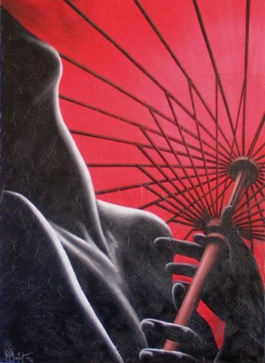 Peinture intitulée "ombrelle" par Chrystel Mialet, Œuvre d'art originale
