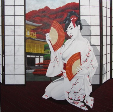 Peinture intitulée "Geisha" par Chrystel Mialet, Œuvre d'art originale