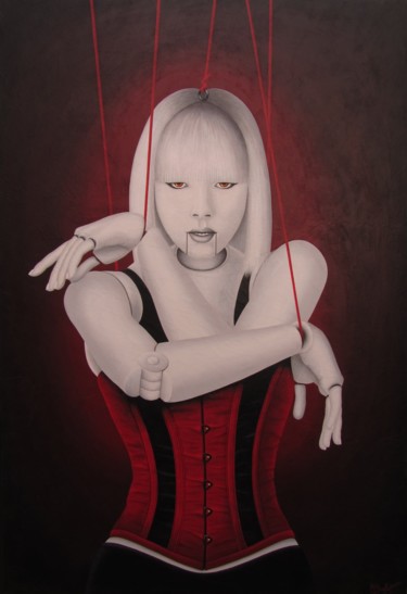 Peinture intitulée "La femme pantin" par Chrystel Mialet, Œuvre d'art originale, Huile
