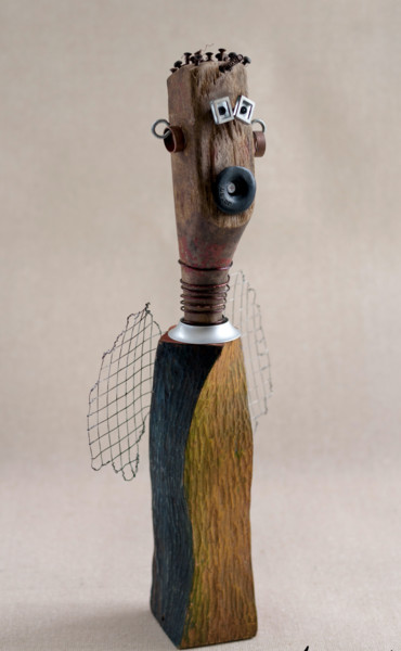 Sculpture titled "Angel Negra" by Ana Maria Salcedo Jeri, Original Artwork, Wood