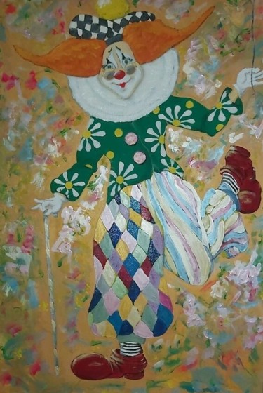Painting titled "Clown, Öl/ Acryl Ge…" by Tatiana Kouzminskaia, Original Artwork, Acrylic