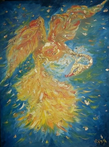 Schilderij getiteld "Feuervogel, Ölgemäl…" door Tatiana Kouzminskaia, Origineel Kunstwerk, Olie