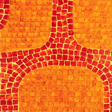 Peinture intitulée "Laranja e Vermelho" par Mica Barbot, Œuvre d'art originale, Huile