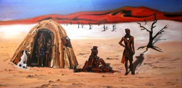 Pittura intitolato "Famiglia Himba" da Micaela Zannoni, Opera d'arte originale, Olio