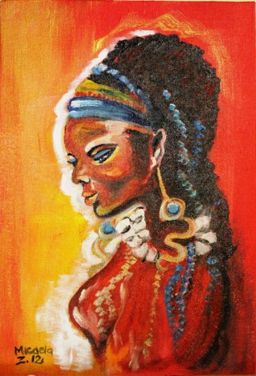 Pittura intitolato "Kenya Fiamma Masai" da Micaela Zannoni, Opera d'arte originale, Olio