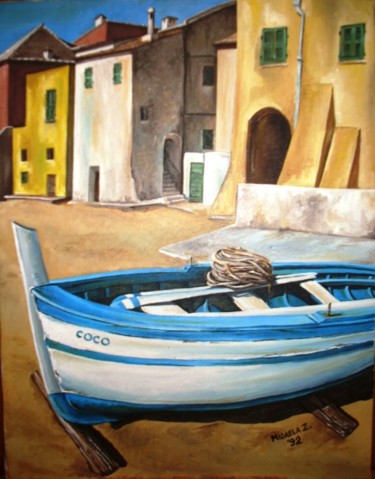 Painting titled "Barca in secca" by Micaela Zannoni, Original Artwork, Oil