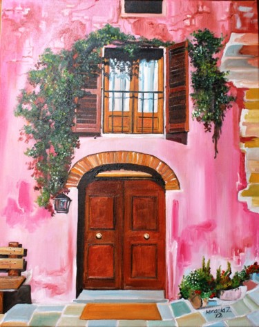 Painting titled "Una finestra sulla…" by Micaela Zannoni, Original Artwork, Oil