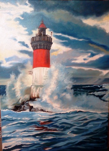 Pittura intitolato "Mare in tempesta" da Micaela Zannoni, Opera d'arte originale, Olio