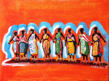 Pittura intitolato "Solidarietà femmini…" da Micaela Zannoni, Opera d'arte originale, Olio
