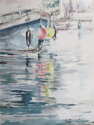 Peinture intitulée "les bouées" par Marie Claude Laurent, Œuvre d'art originale, Aquarelle