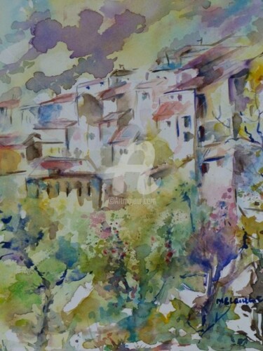 Painting titled "à Rocquebrun" by Marie Claude Laurent, Original Artwork