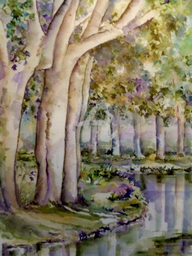 Painting titled "Les deux bords du c…" by Marie Claude Laurent, Original Artwork, Watercolor