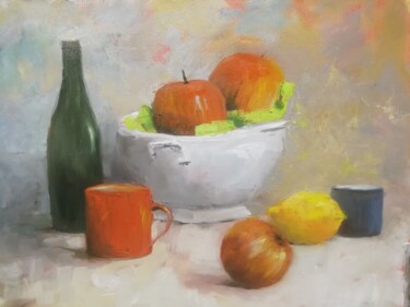Painting titled "Nature morte 1 - Mi…" by Mich, Original Artwork, Oil