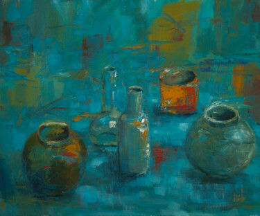 Painting titled "Collection de vases" by Mich, Original Artwork, Oil