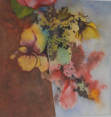 Painting titled "fleur imaginée #art…" by Dominique Kuehn, Original Artwork, Watercolor