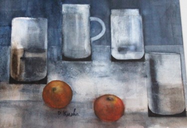 제목이 "chopes et oranges #…"인 미술작품 Dominique Kuehn로, 원작, 수채화