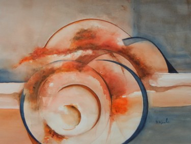 Painting titled "circonvolutions abs…" by Dominique Kuehn, Original Artwork, Watercolor