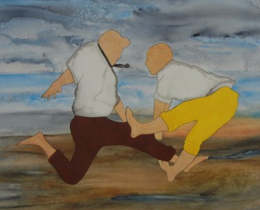 Peinture intitulée "le saut" par Dominique Kuehn, Œuvre d'art originale, Aquarelle