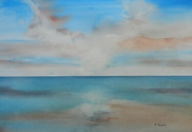 Peinture intitulée "Entre ciel et mer" par Dominique Kuehn, Œuvre d'art originale, Aquarelle