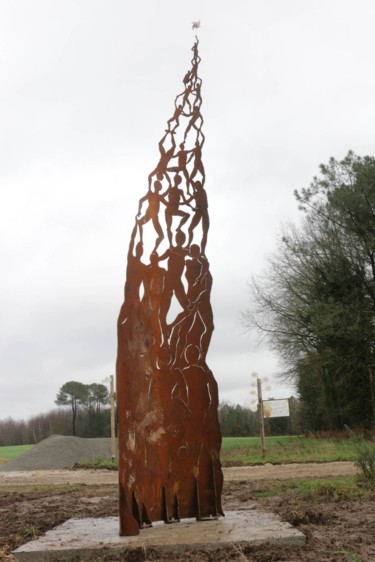 Sculpture intitulée "Coopération" par Michel Leclercq, Œuvre d'art originale, Acier inoxydable