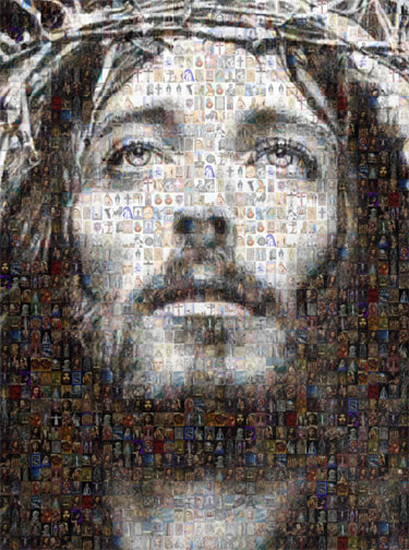 "Jesus Christ" HUGE Mosaic Collage of Jesus Photos Arts numériques intitulée ""Jesus Christ" HUGE…" par Michael Verlangieri, Œuvre d'art originale, Photo montage