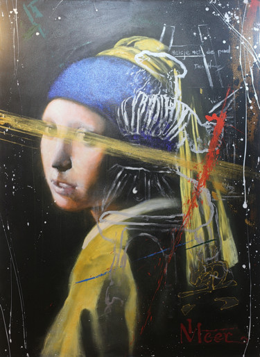 Pintura intitulada "Girl with a Pearl E…" por Michael Andrew Law, Obras de arte originais, Acrílico