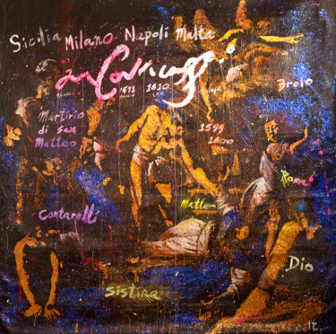 Malerei mit dem Titel "Caravaggio's Martir…" von Michael Andrew Law, Original-Kunstwerk, Acryl