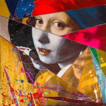 Schilderij getiteld "Girl with A Pearl E…" door Michael Andrew Law, Origineel Kunstwerk, Acryl