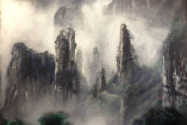 Painting titled "Zhangjiajie landsca…" by Michael Andrew Law, Original Artwork, Acrylic