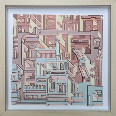 Collages titulada "City Expansion Voxe…" por Michaël Aubanel, Obra de arte original, Collages Montado en Otro panel rígido