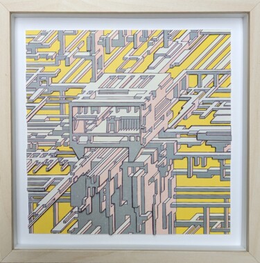 Colagens intitulada "City Expansion Voxe…" por Michaël Aubanel, Obras de arte originais, Colagens Montado em Outro painel rí…